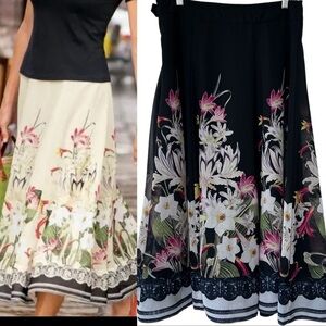 EUC Soft Surroundings Spring Meadows Midi Skirt in Black size Small